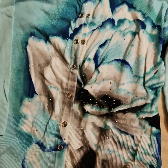 Whit house  Black  Market Floral Cardigan in Blue and White size m - Picture 2 of 10